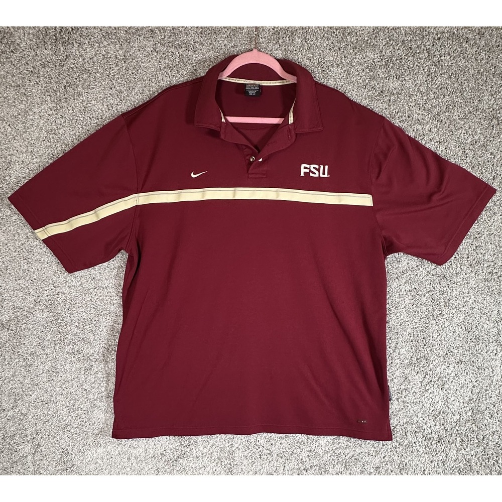 Vintage FSU Florida State Seminoles Nike Dri Fit Polo Shirt Size XXL Men's Red